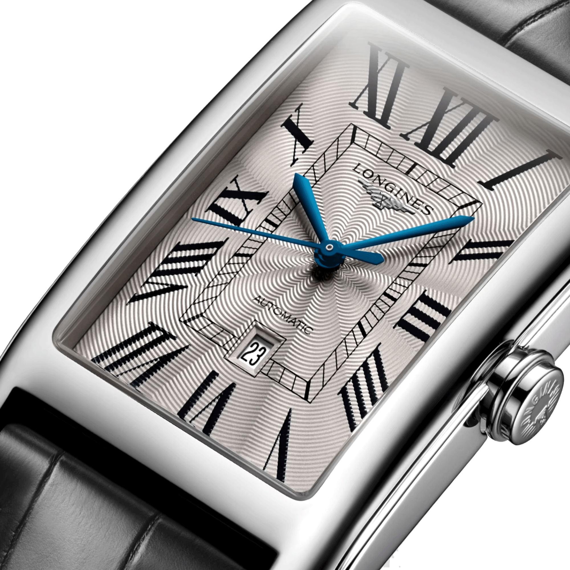 Montre Longines DolceVita automatique cadran argenté bracelet cuir noir L5.767.4.71.0