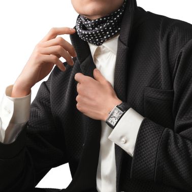 Montre Longines DolceVita automatique cadran argenté bracelet cuir noir L5.767.4.71.0