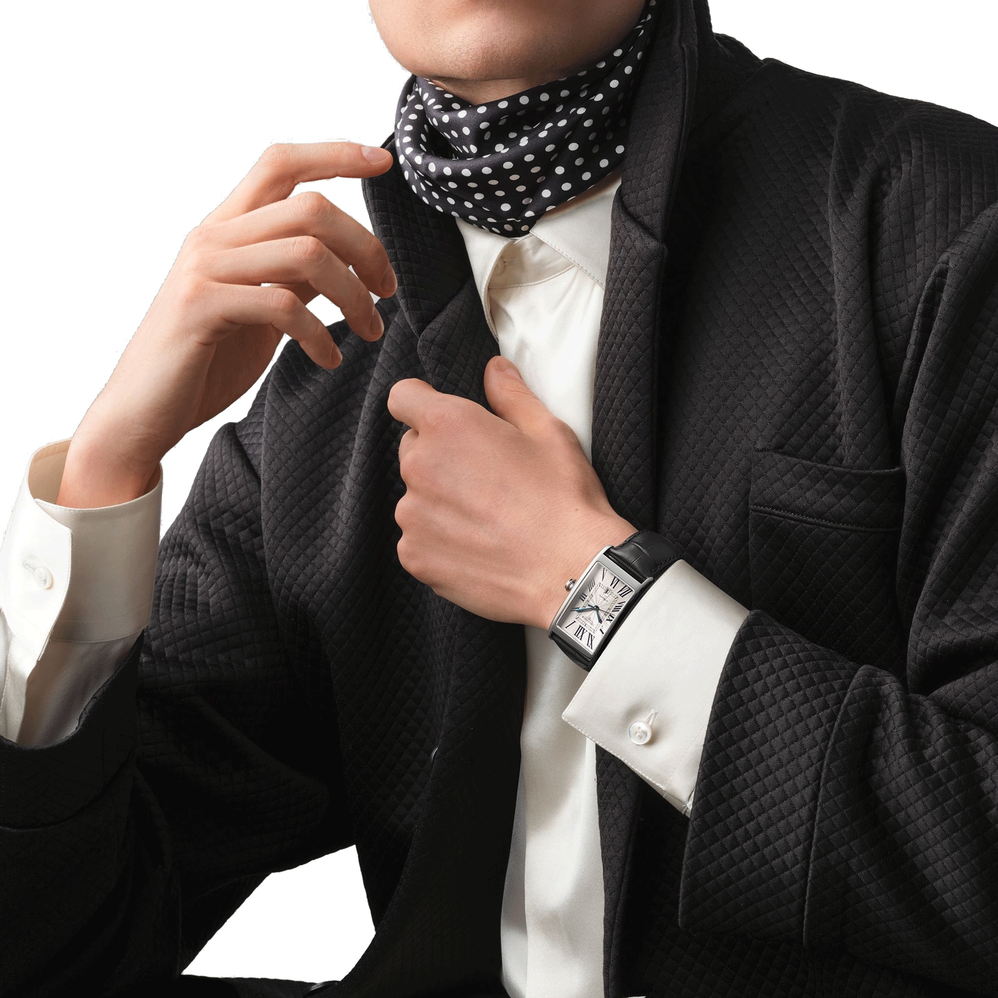 Montre Longines DolceVita automatique cadran argenté bracelet cuir noir L5.767.4.71.0