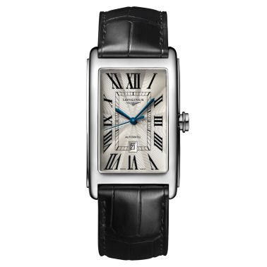 Montre Longines DolceVita automatique cadran argenté bracelet cuir noir L5.767.4.71.0