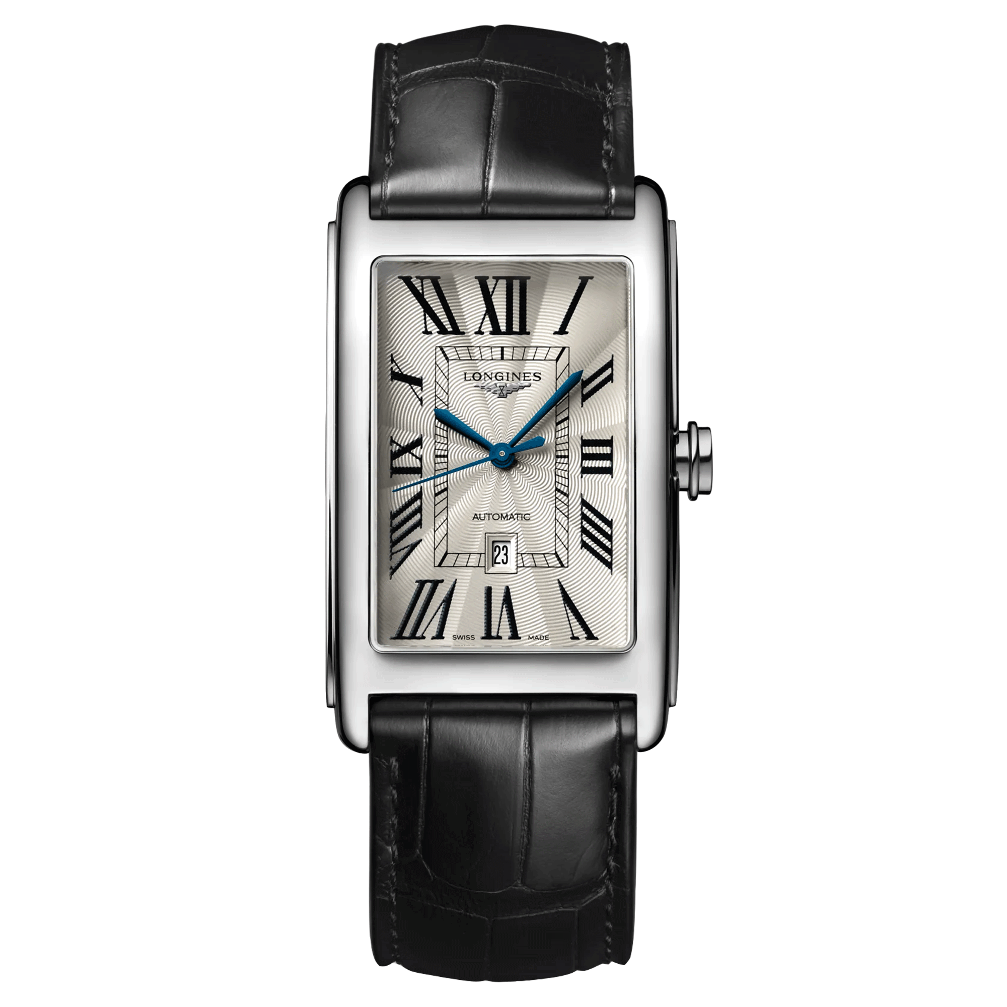 Montre Longines DolceVita automatique cadran argenté bracelet cuir noir L5.767.4.71.0