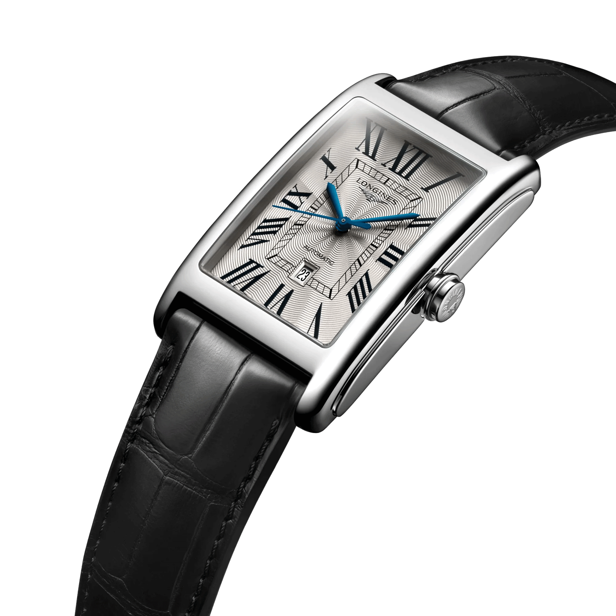 Montre Longines DolceVita automatique cadran argenté bracelet cuir noir L5.767.4.71.0