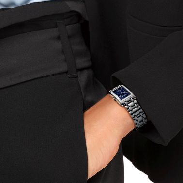 Longines DolceVita quartz watch blue dial stainless steel bracelet 23.30 x 37 mm
