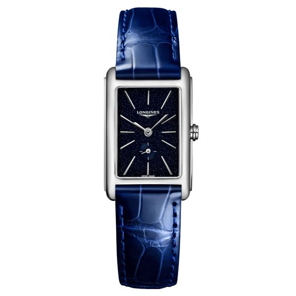 Montre Longines DolceVita quartz cadran bleu bracelet alligator bleu 20.80 x 32 mm