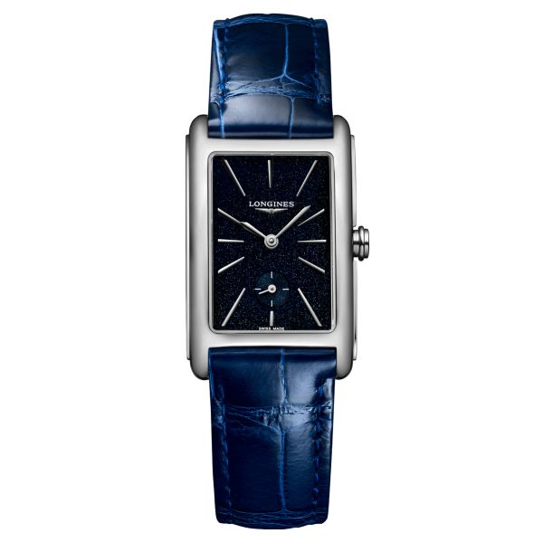 Longines DolceVita quartz watch blue dial blue alligator strap 23.30 x 37 mm