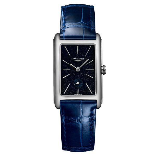Montre Longines DolceVita quartz cadran bleu bracelet alligator bleu 23.30 x 37 mm L5.512.4.93.2