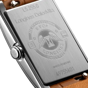 Longines DolceVita quartz watch silver dial brown crocodile leather strap 20,80 x 32 mm