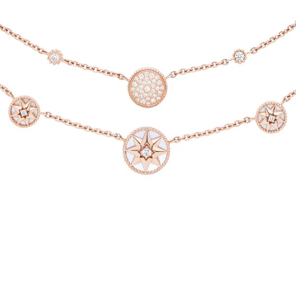 Collier double-rangs Dior Rose des Vents en or rose, nacre et diamants JRDV94032