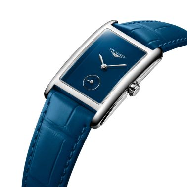 Montre Longines DolceVita quartz cadran bleu bracelet cuir bleu 23,30 x 37 mm L5.512.4.90.2