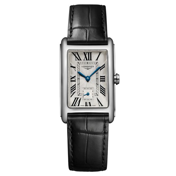 Montre Longines DolceVita quartz cadran argenté bracelet cuir noir 23,30 x 37 mm L5.512.4.71.0