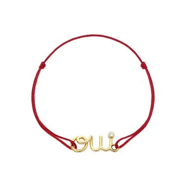 Bracelet Dior Dioramour en or jaune et diamant sur cordon rouge JOUI95021