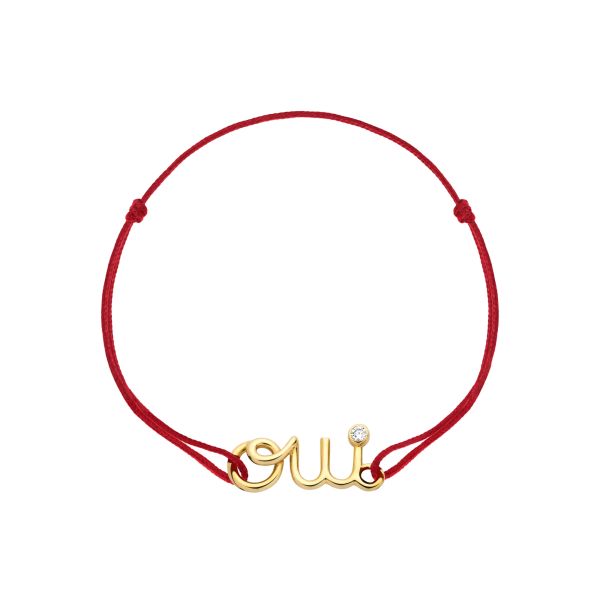 Bracelet Dior Dioramour en or jaune et diamant sur cordon rouge JOUI95021