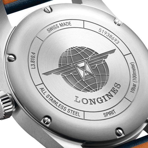 Longines Spirit automatic watch blue dial blue leather strap 40 mm