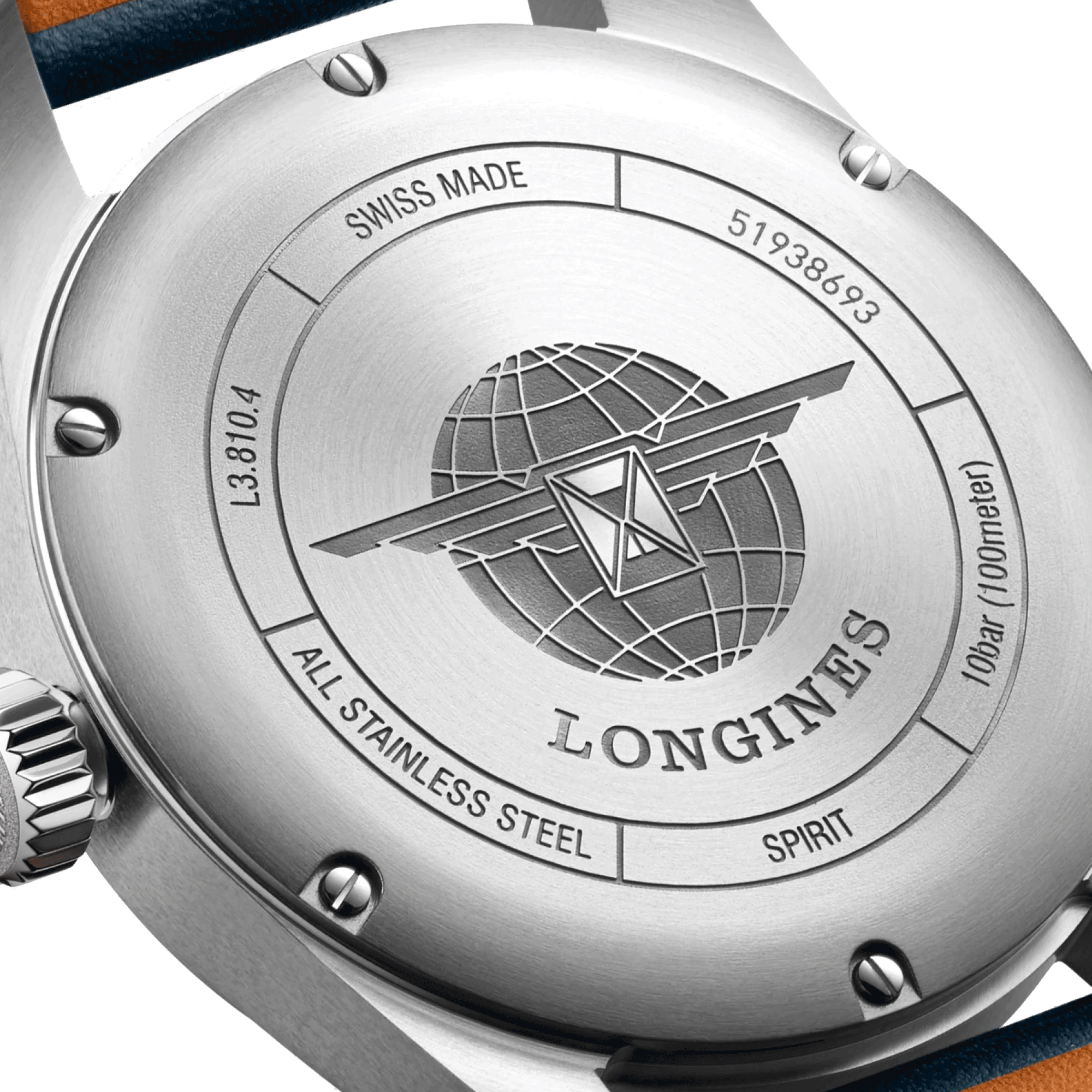 Longines Spirit automatic watch blue dial blue leather strap 40 mm