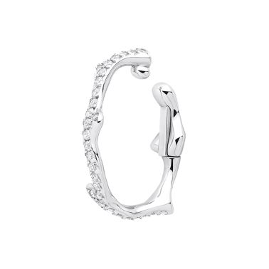 Bijou d'oreille Dior Bois de Rose grand modèle en or blanc et diamants JBDR95052