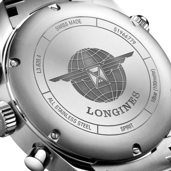 Longines Spirit automatic chronograph watch blue dial steel bracelet 42 mm