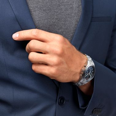 Montre Longines Spirit automatique chronographe cadran bleu bracelet acier 42 mm L3.820.4.93.6