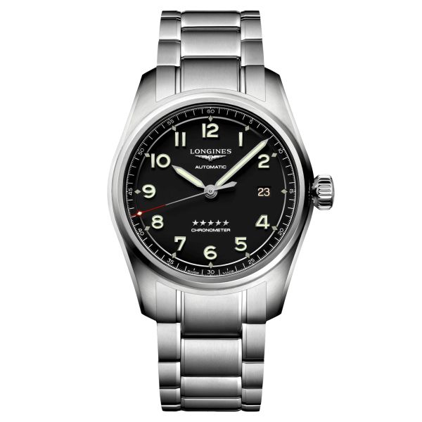 Longines Spirit automatic watch black dial stainless steel bracelet 40 mm