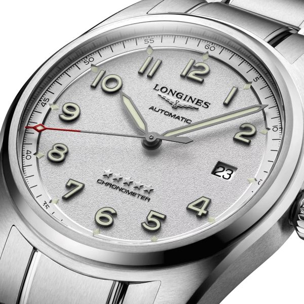 Longines Spirit automatic watch silver dial steel bracelet 40 mm