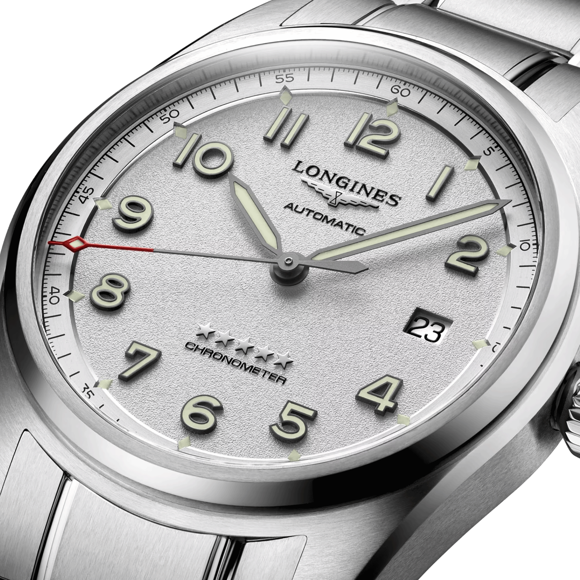 Longines Spirit automatic watch silver dial steel bracelet 40 mm