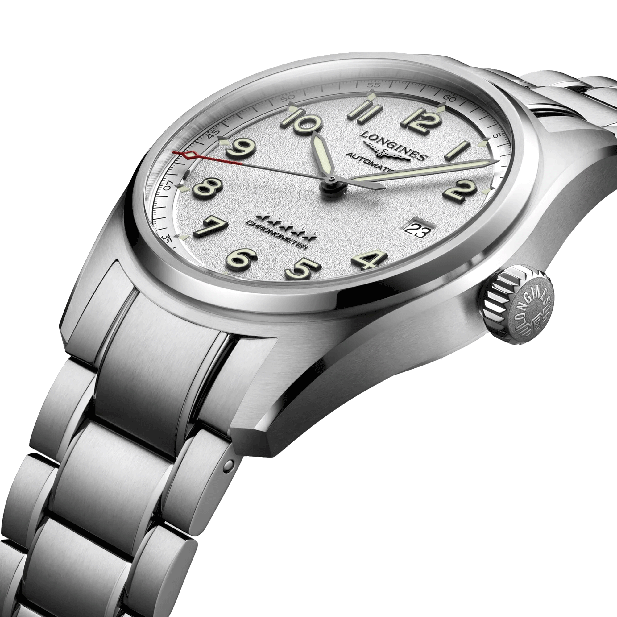 Longines Spirit automatic watch silver dial steel bracelet 40 mm