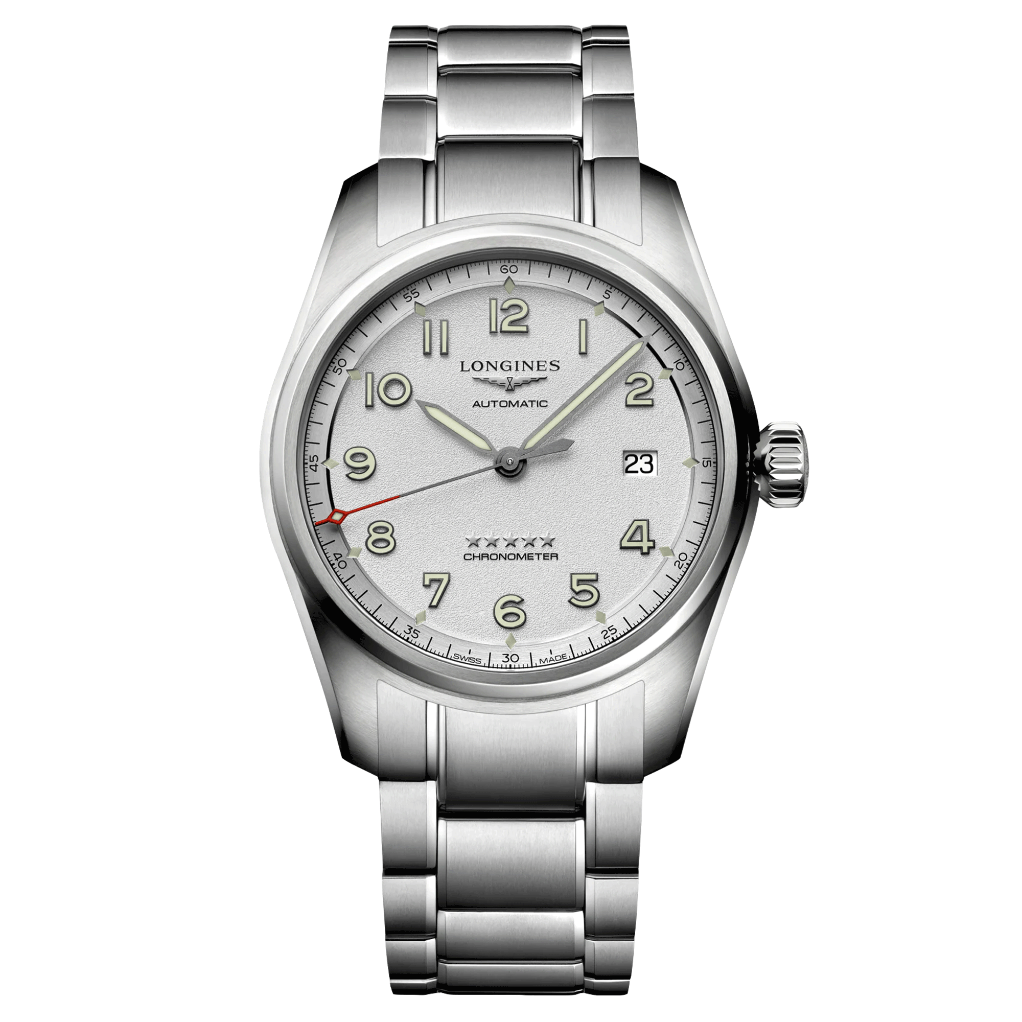 Longines Spirit automatic watch silver dial steel bracelet 40 mm
