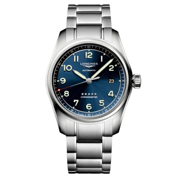 Montre Longines Spirit automatique cadran bleu bracelet acier 40 mm L3.810.4.93.6