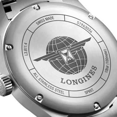 Longines Spirit automatic watch silver dial steel bracelet 42 mm
