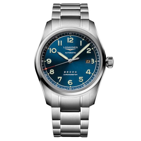 Longines Spirit automatic watch blue dial steel bracelet 42 mm