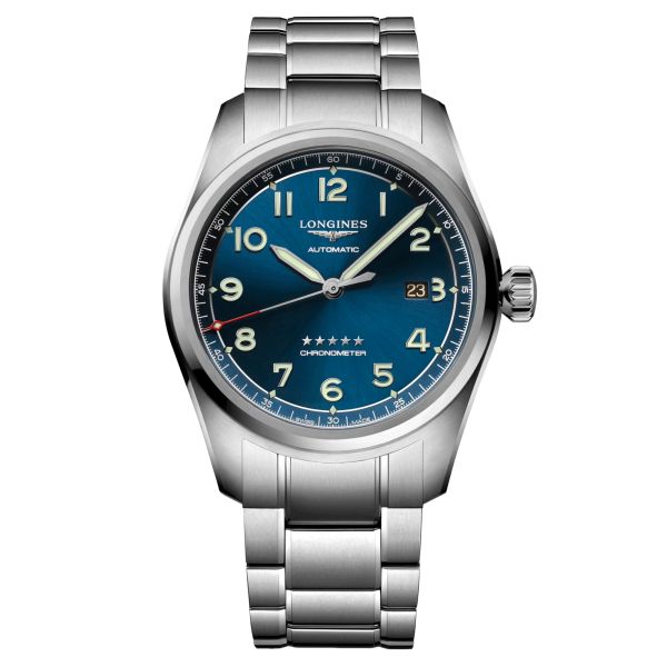 Montre Longines Spirit automatique cadran bleu bracelet acier 42 mm L3.811.4.93.6