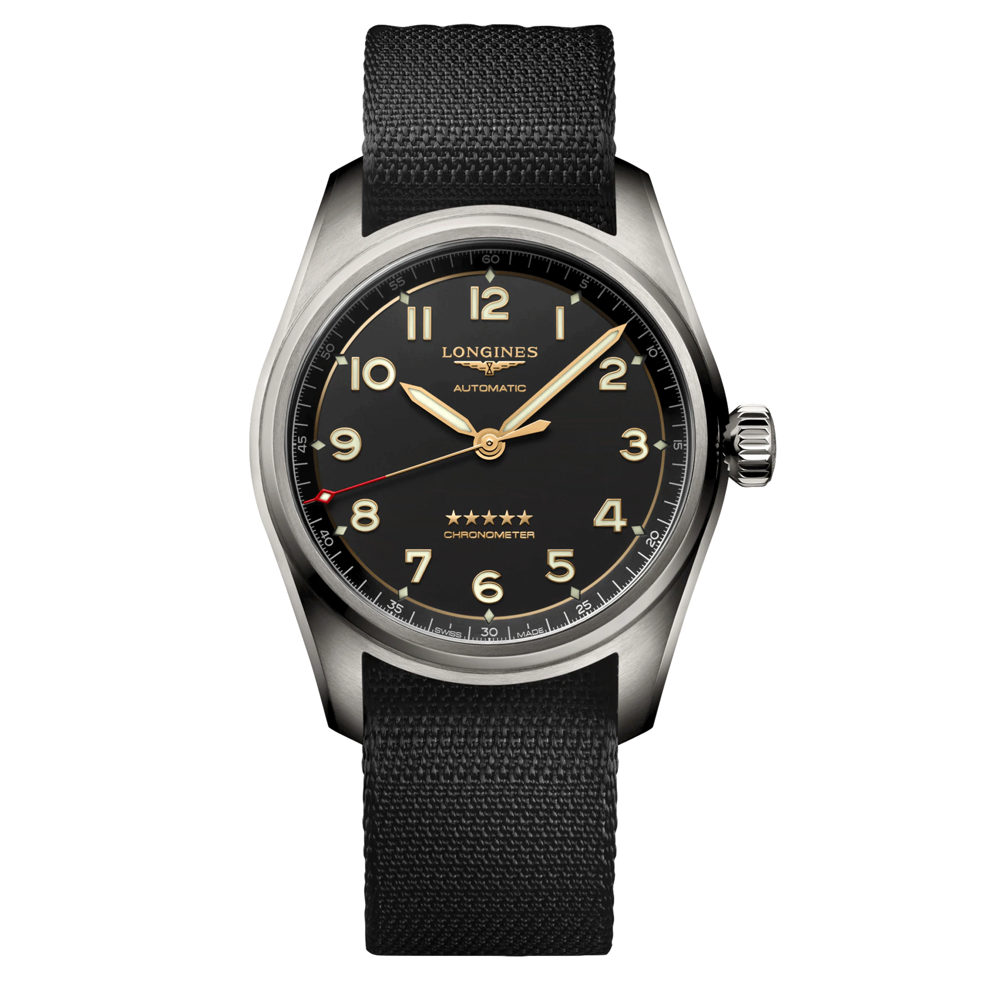 Montre Longines Spirit automatique cadran anthracite bracelet synthétique anthracite 40 mm L3.810.1.53.2