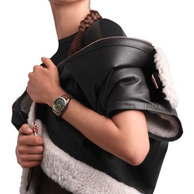 Montre Longines Spirit automatique cadran vert bracelet cuir brun 40 mm L3.810.4.03.2