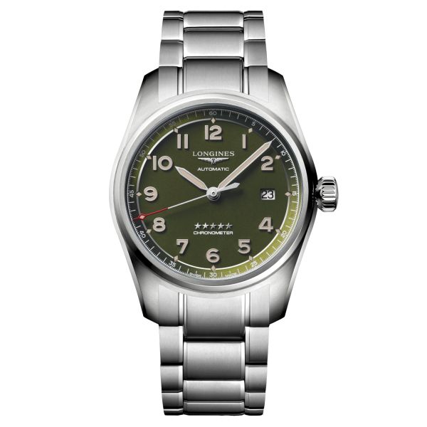Longines Spirit automatic watch green dial steel bracelet 40 mm