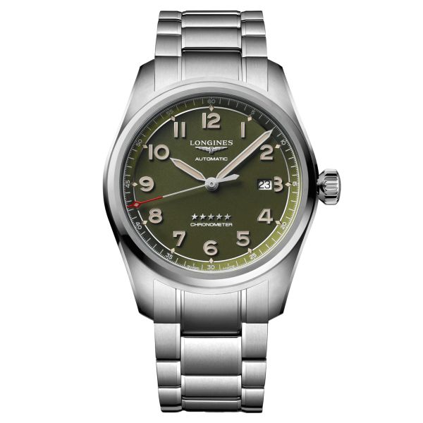 Longines Spirit automatic watch green dial steel bracelet 42 mm