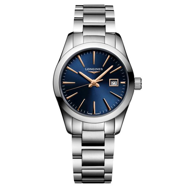 Montre Longines Conquest Classic quartz cadran bleu bracelet acier 29,5 mm L2.286.4.92.6