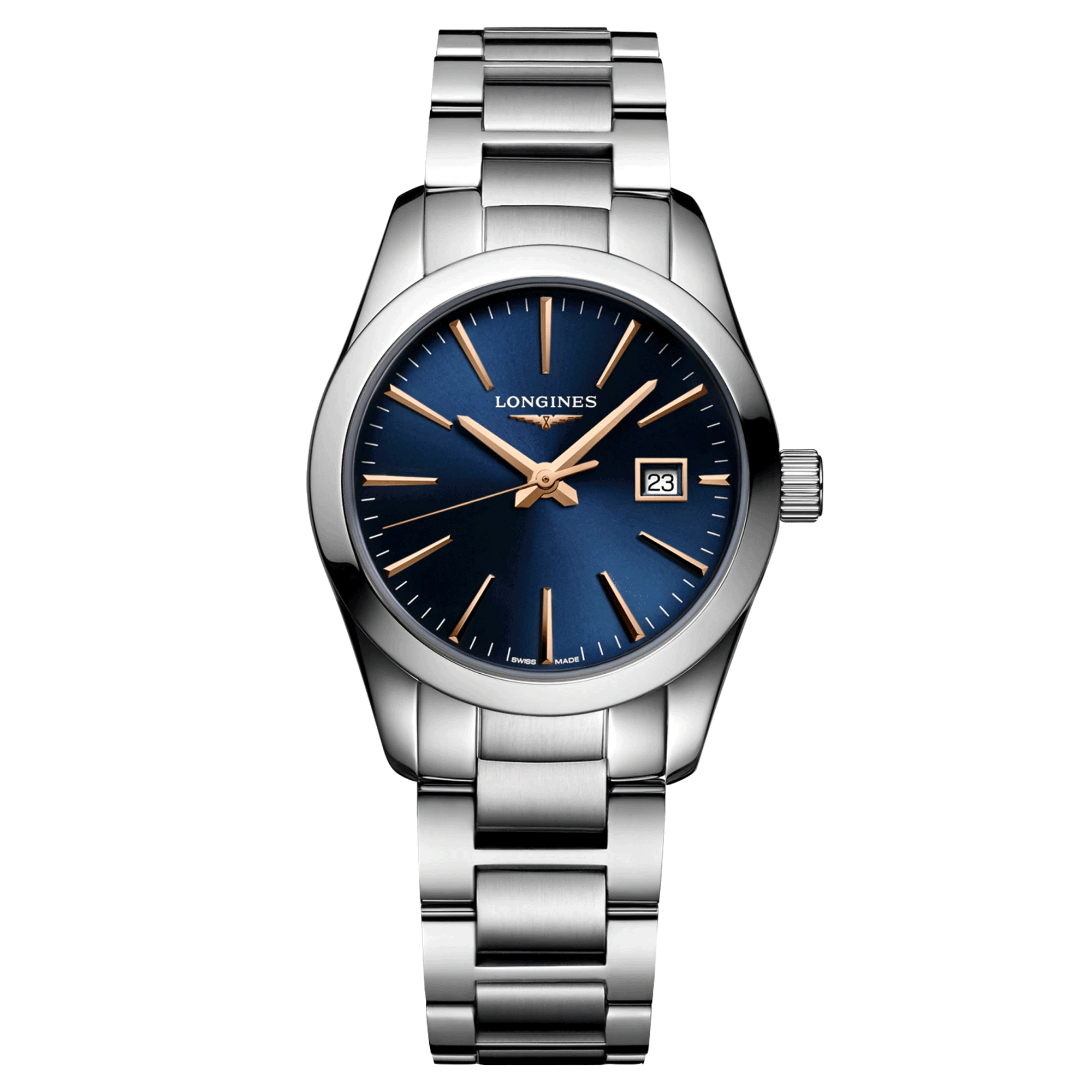 Montre Longines Conquest Classic quartz cadran bleu bracelet acier 29,5 mm L2.286.4.92.6