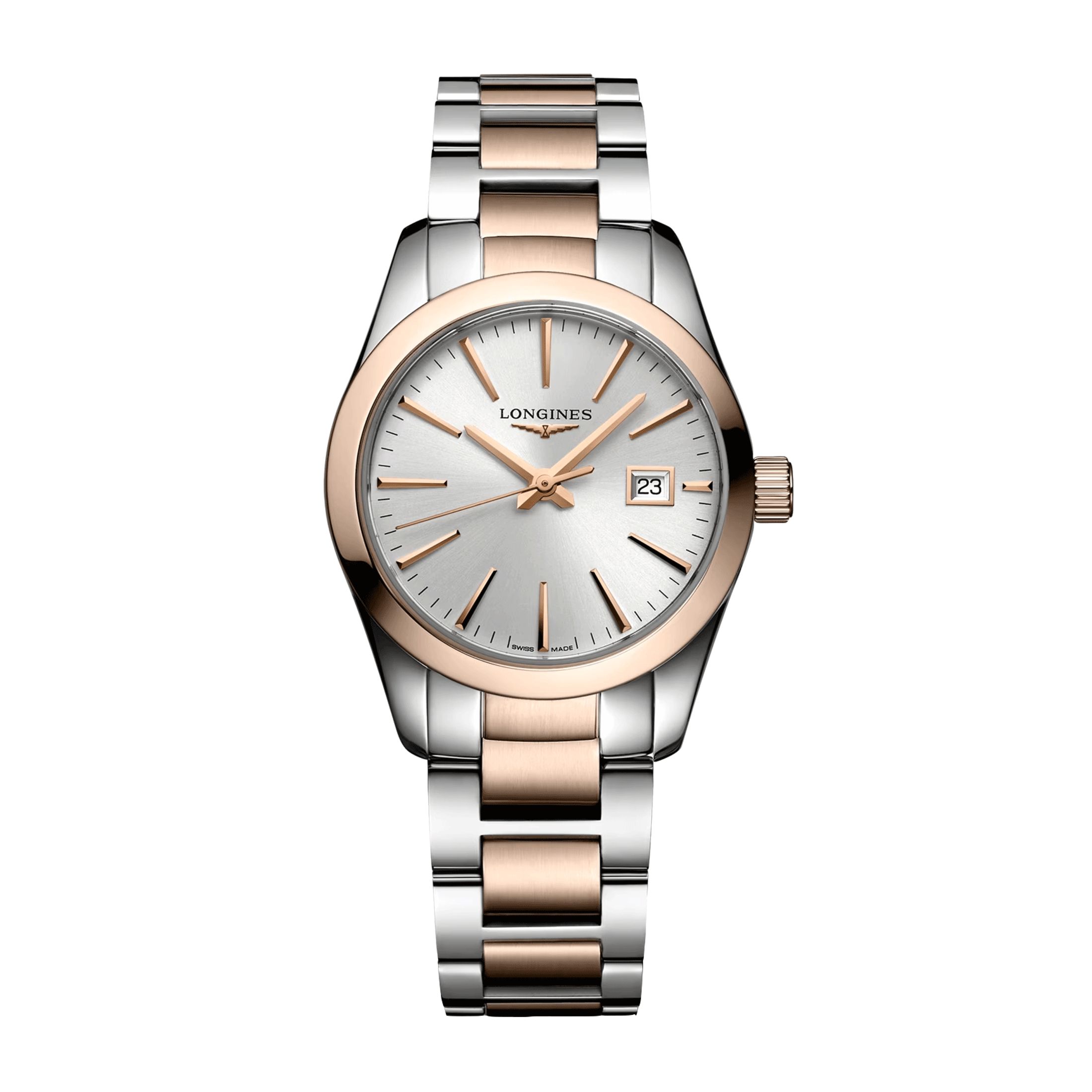 Montre Longines quartz Conquest Classic cadran argenté bicolore 29,5mm