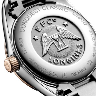 Montre Longines Conquest Classic quartz cadran argenté bracelet bicolore 29.50 mm L2.286.3.72.7