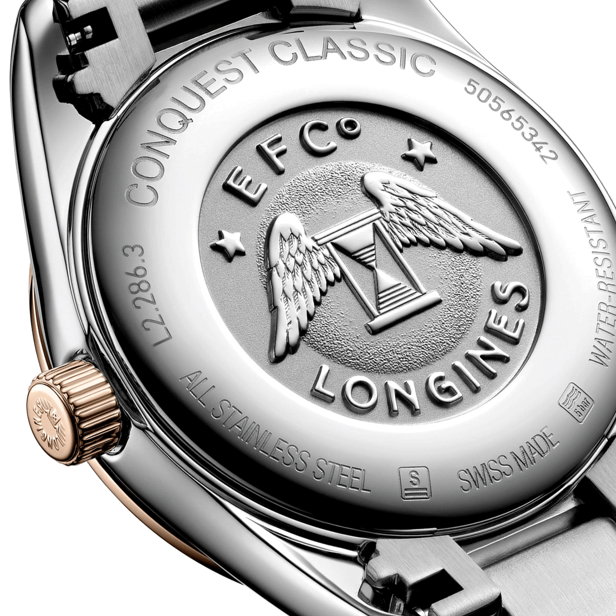 Montre Longines Conquest Classic quartz cadran argenté bracelet bicolore 29.50 mm L2.286.3.72.7