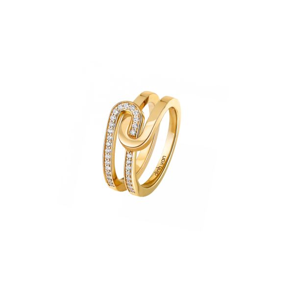 dinh van Maillon Star small model ring in yellow gold and diamonds