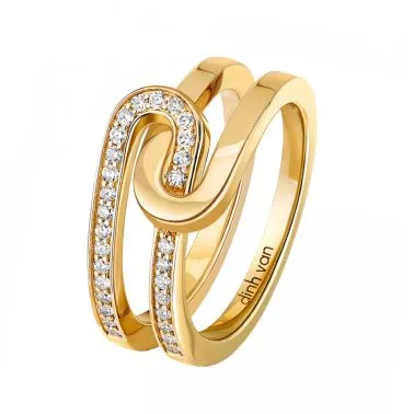 dinh van Maillon Star small model ring in yellow gold and diamonds