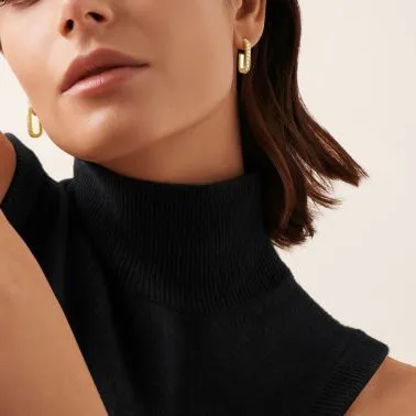 Boucles d'oreilles dinh van Maillon L en or jaune et diamants 860111