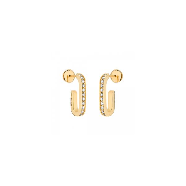 Boucles d'oreilles dinh van Maillon L en or jaune et diamants 860111
