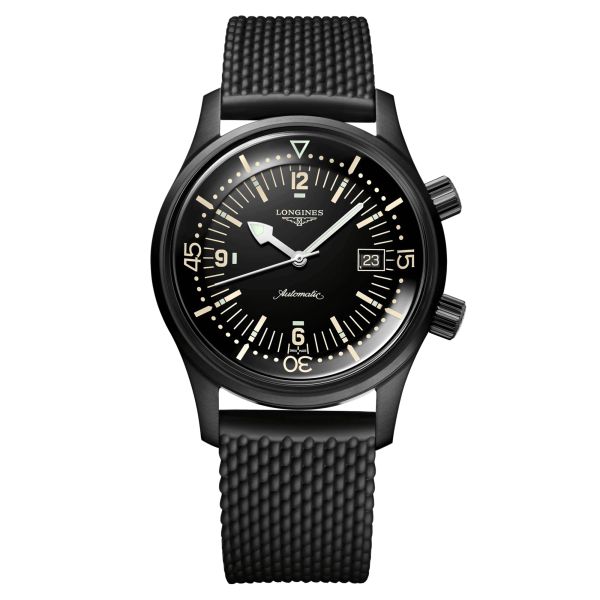 Montre Longines Legend Diver automatique acier PVD noir bracelet caoutchouc 42 mm