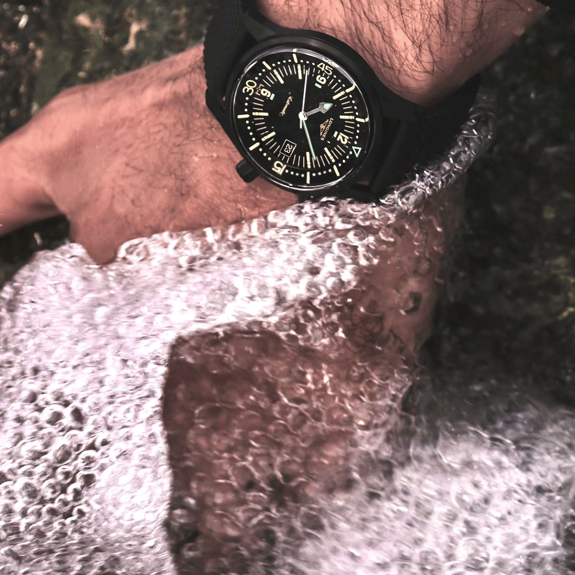 Montre Longines Legend Diver automatique acier PVD noir bracelet caoutchouc 42 mm