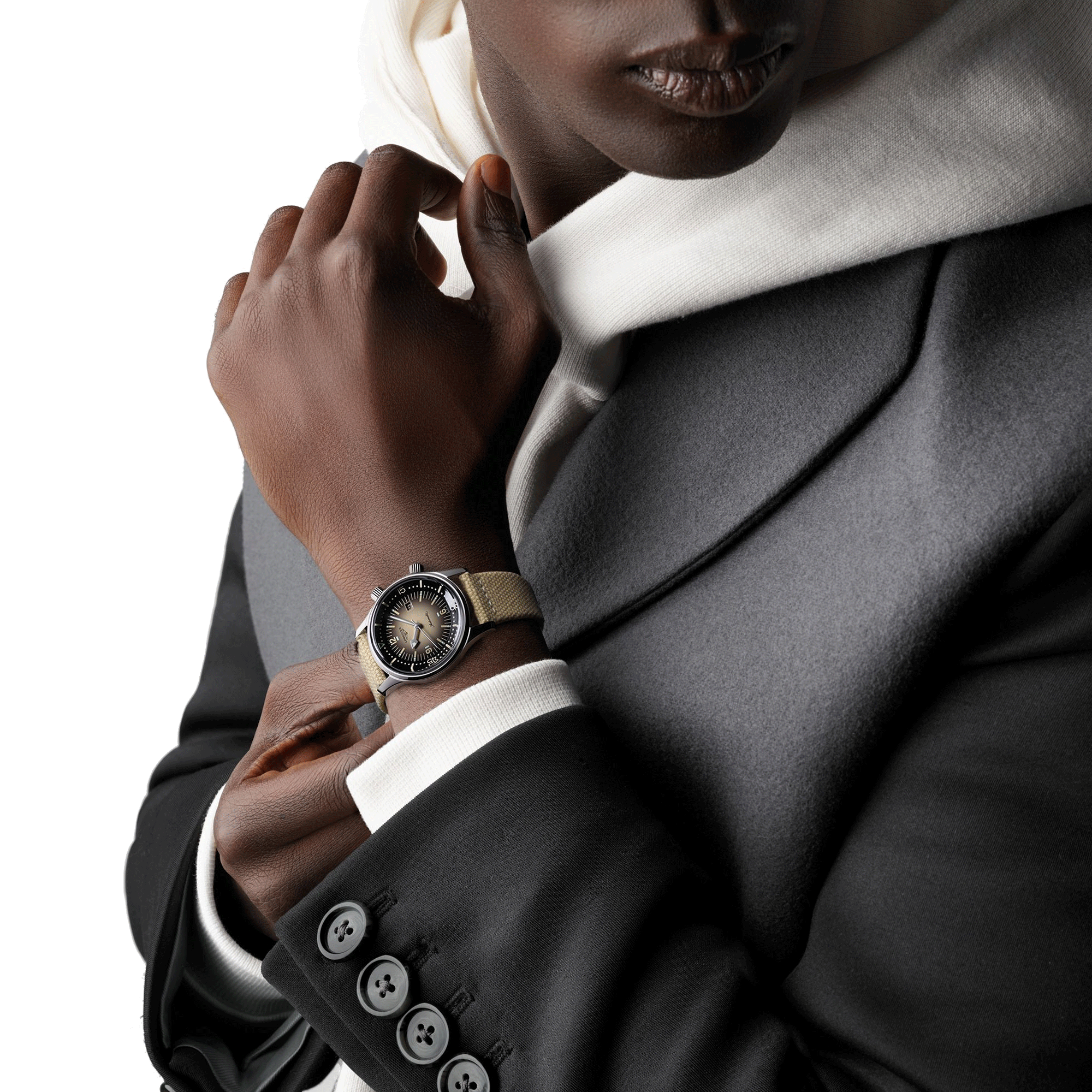 Montre Longines Legend Diver automatique cadran beige bracelet synthétique beige 36 mm L3.374.4.30.2