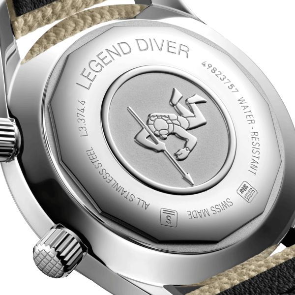 Montre Longines Legend Diver automatique cadran beige bracelet synthétique beige 36 mm L3.374.4.30.2