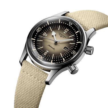 Montre Longines Legend Diver automatique cadran beige bracelet synthétique beige 36 mm L3.374.4.30.2