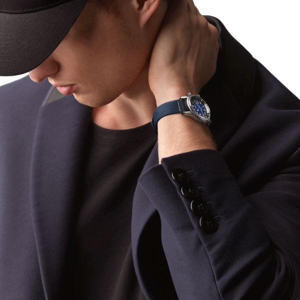 Longines Legend Diver automatic watch blue dial blue synthetic strap 36 mm