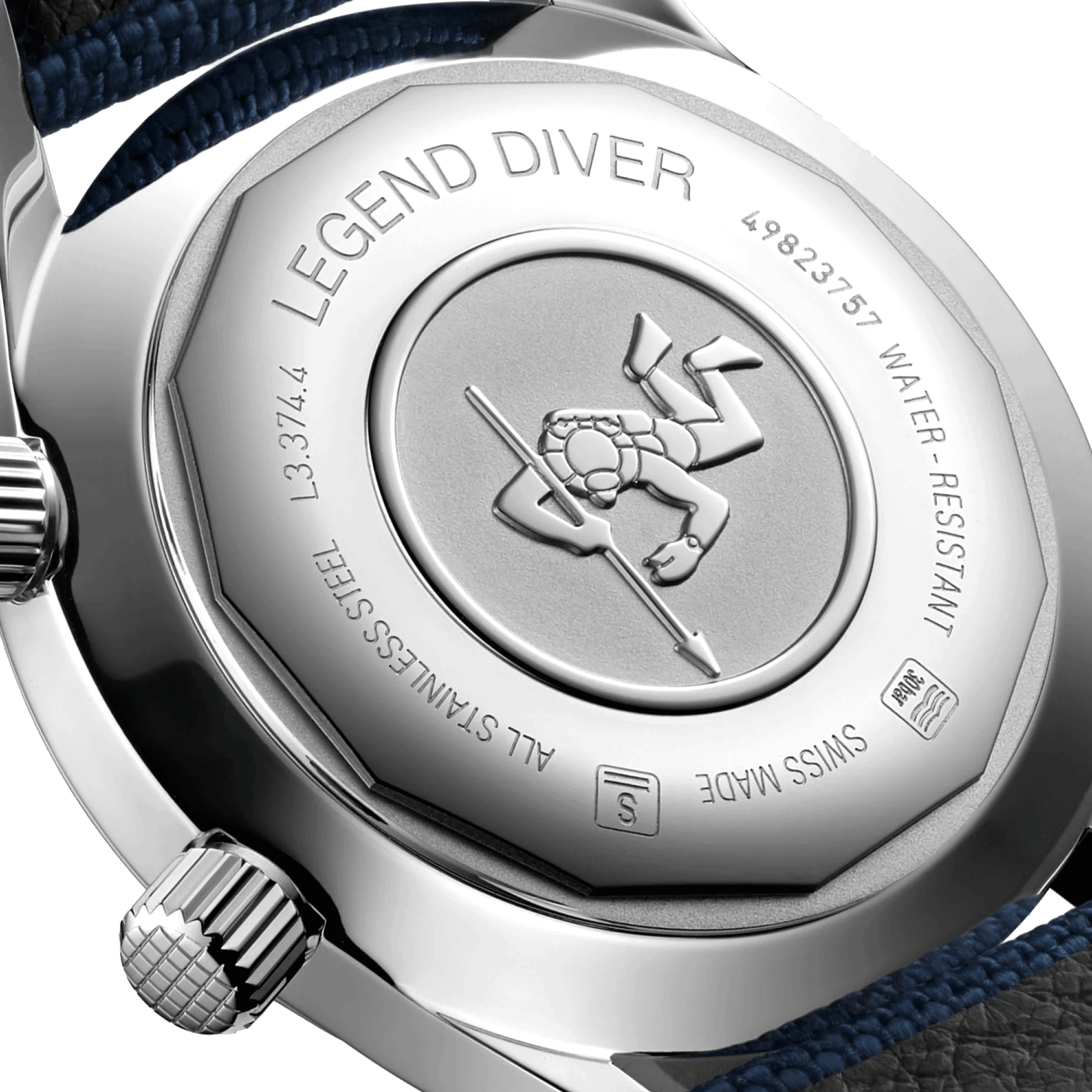 Longines Legend Diver automatic watch blue dial blue synthetic strap 36 mm